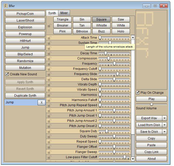 Bfxr(游戏音效制作软件) V1.5.1 绿色版