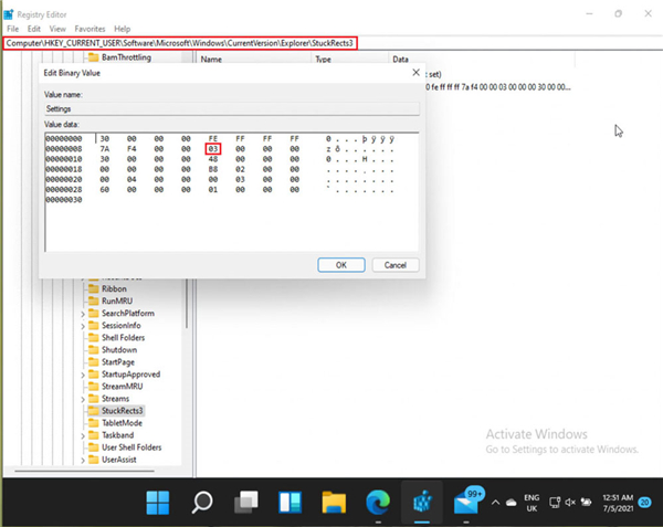 Windows11任务栏放在顶部方法