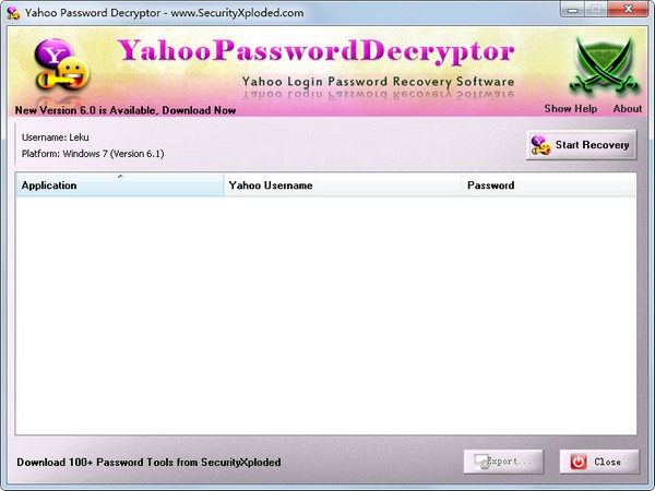 Yahoo Password Decryptor(雅虎邮箱密码破解) V5.0 英文版