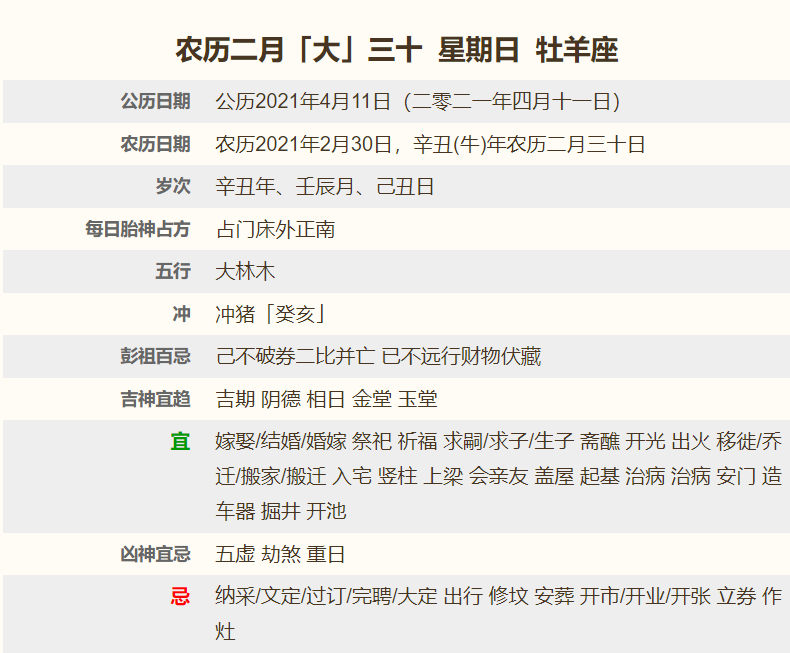 2021年4月11日是黄道吉日吗?