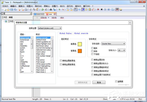 notepad++怎么调整字体大小?
