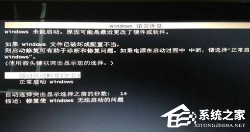 Win7系统出现Windows错误恢复该怎么办?