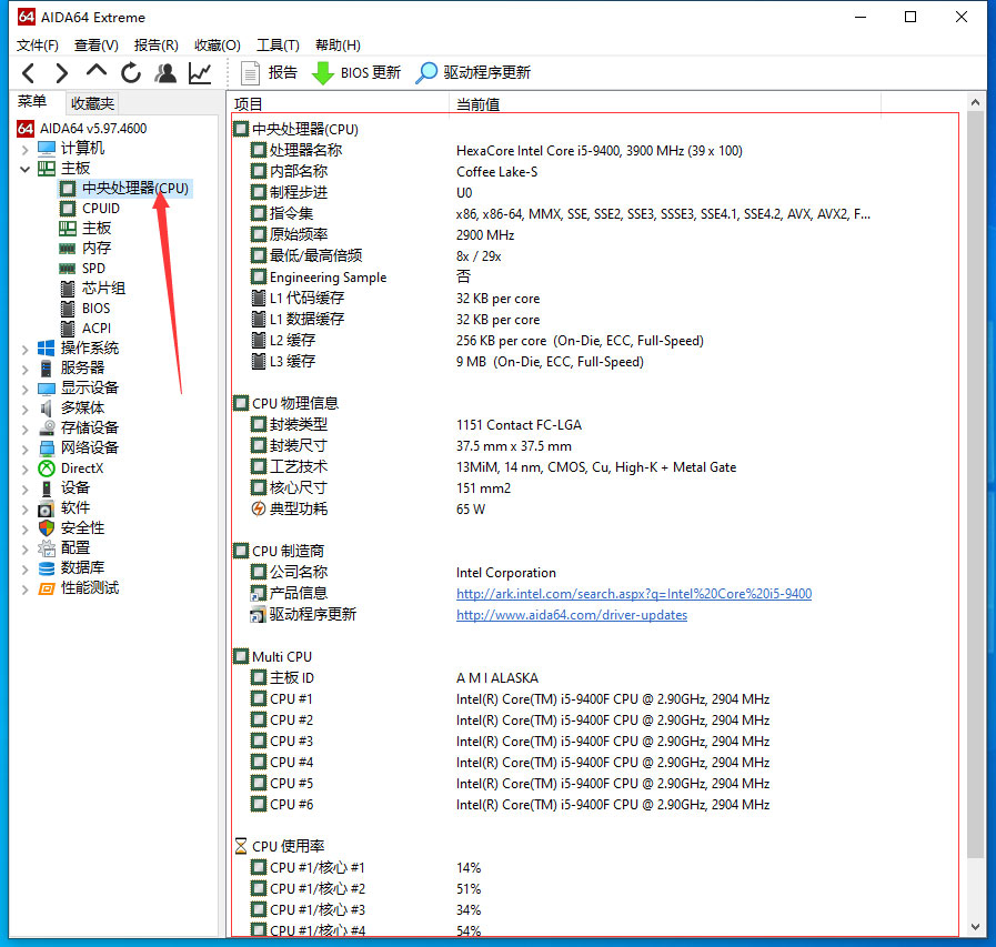 AIDA64怎么查看CPU详细信息?