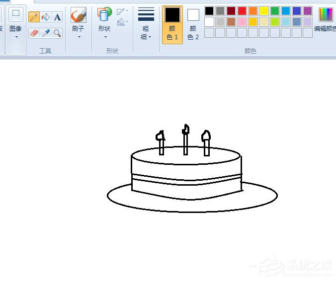 画图工具怎么手绘一款简笔画蛋糕?画图工具手绘简笔画蛋糕的方法