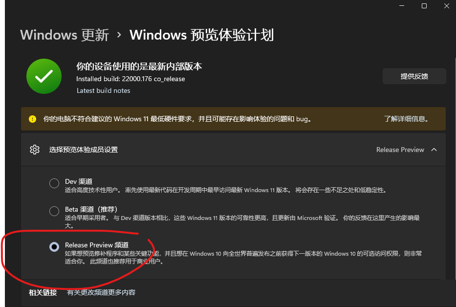 release preview频道更新Win11