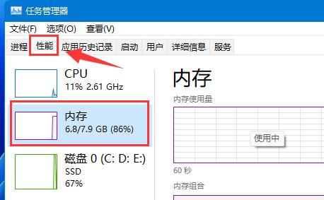 Win11如何查看内存占用情况?