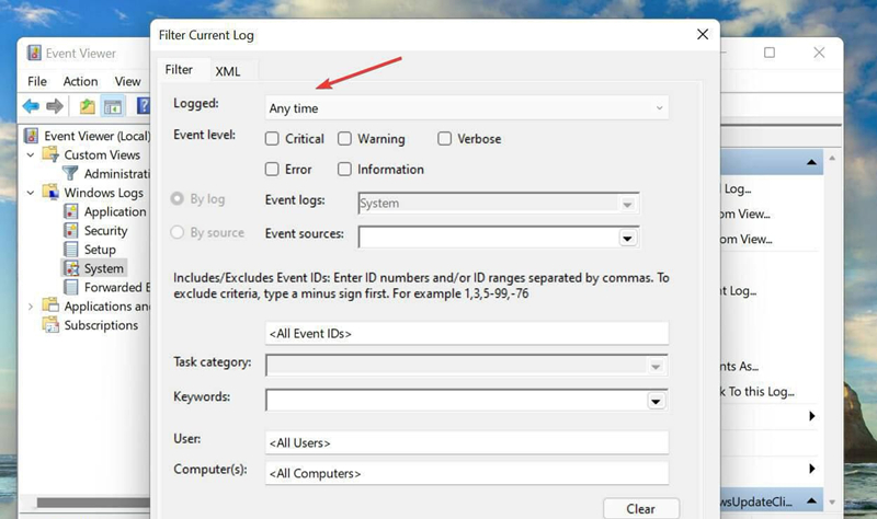 Win11如何过滤错误日志?
