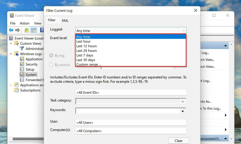 Win11如何过滤错误日志?
