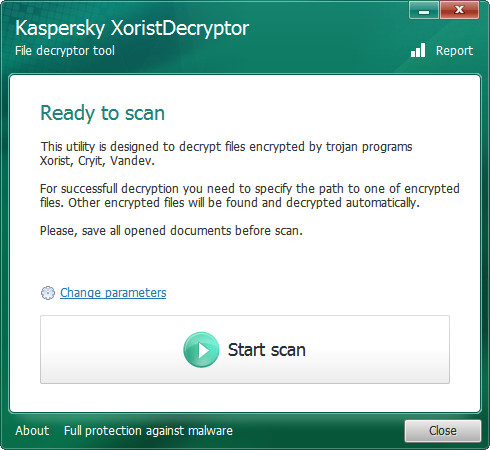 卡巴斯基病毒专杀工具(XoristDecryptor)截图