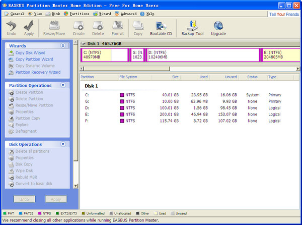 EASEUS Partition Manager(硬盘分区管理工具)截图