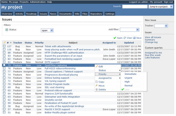 项目管理和缺陷跟踪工具(Redmine)截图