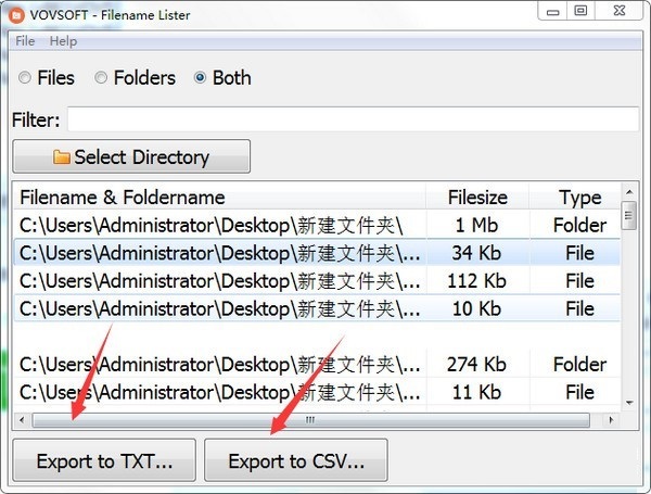 Filename Lister截图