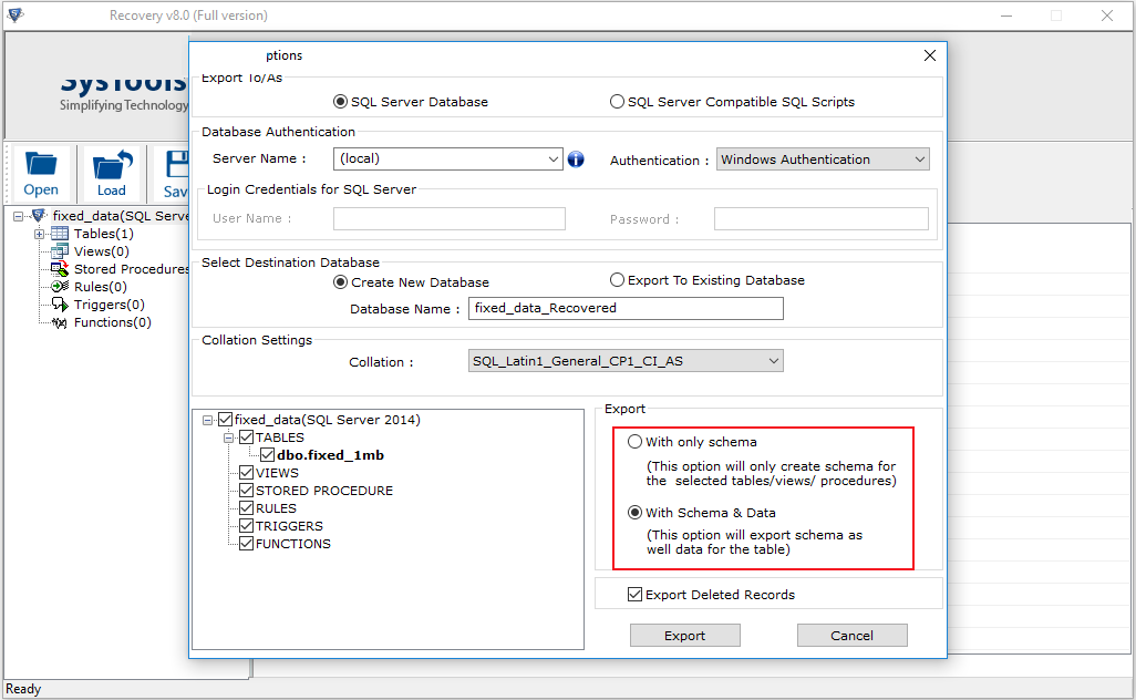 SysTools SQL Recovery截图