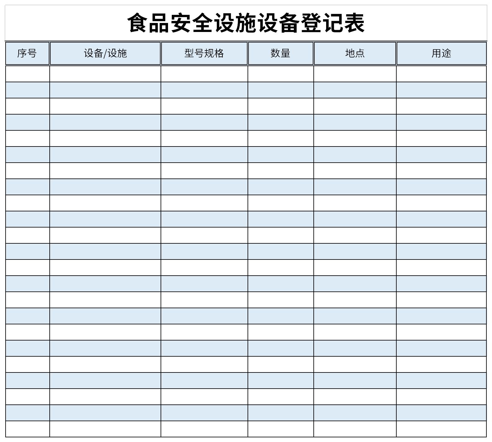 食品安全设施设备登记表截图