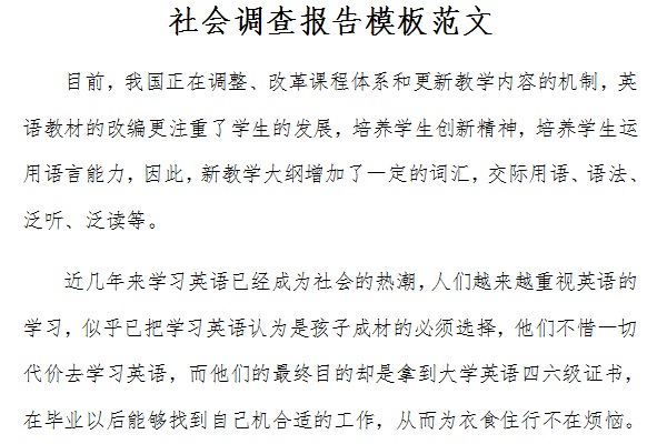 社会调查报告模板范文截图