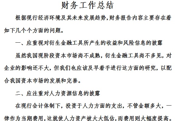 财务工作总结模板截图