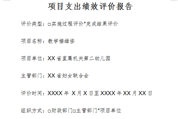 项目支出绩效自评报告截图