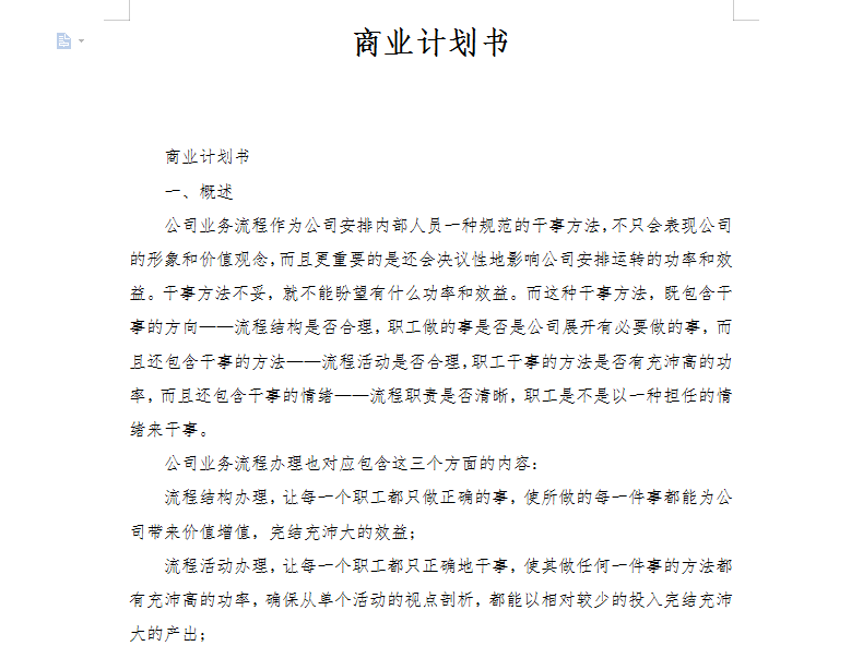 大学生商业计划书范文截图