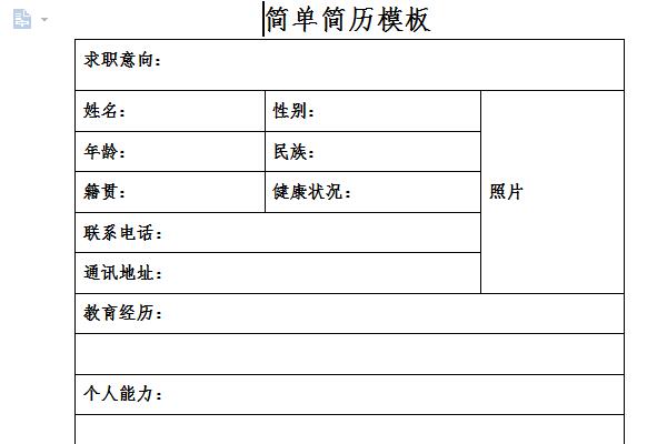 简历简单模板截图