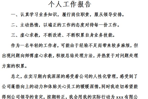 个人工作报告截图