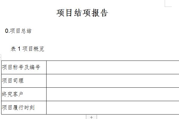 项目结案报告截图