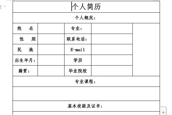简历个人范文截图