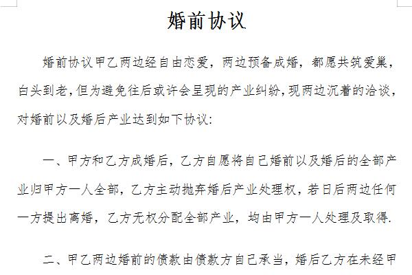 婚前协议截图