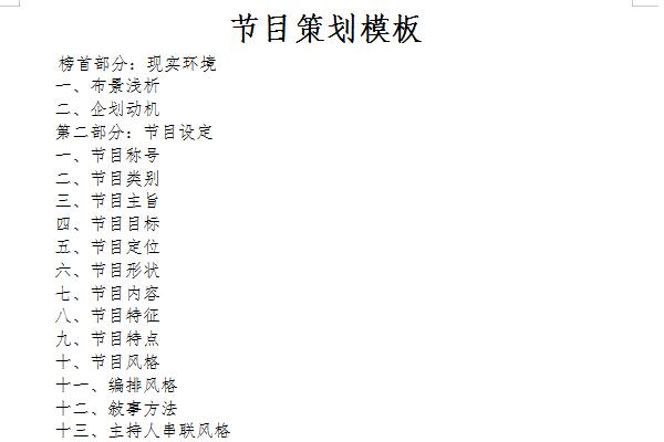 节目策划模板截图