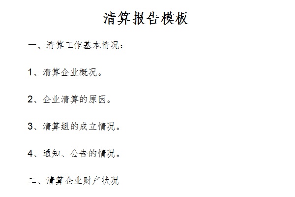 清算报告模板截图