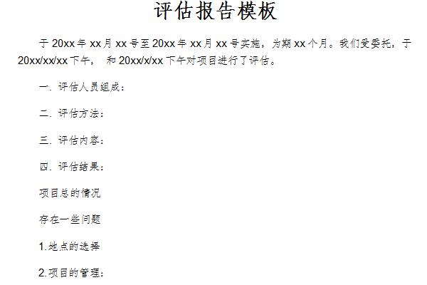 评估报告模板截图
