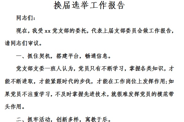 换届选举工作报告截图
