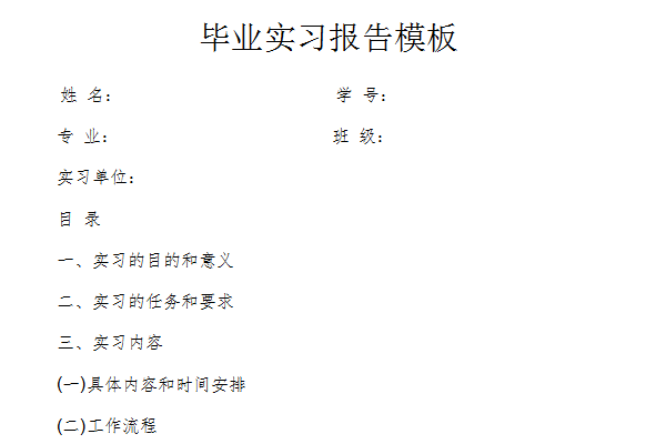 毕业实习报告模板截图