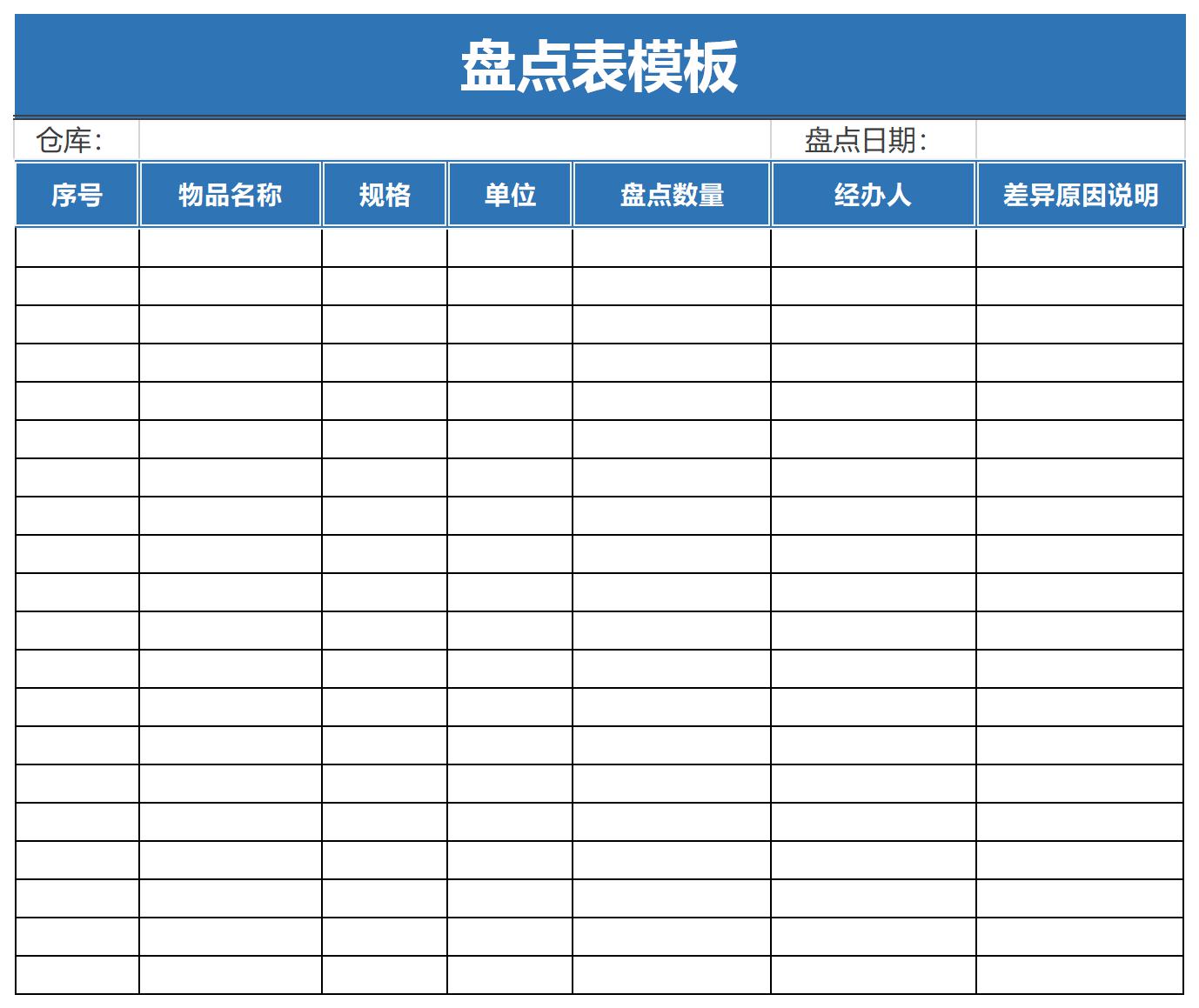 盘点报告表截图