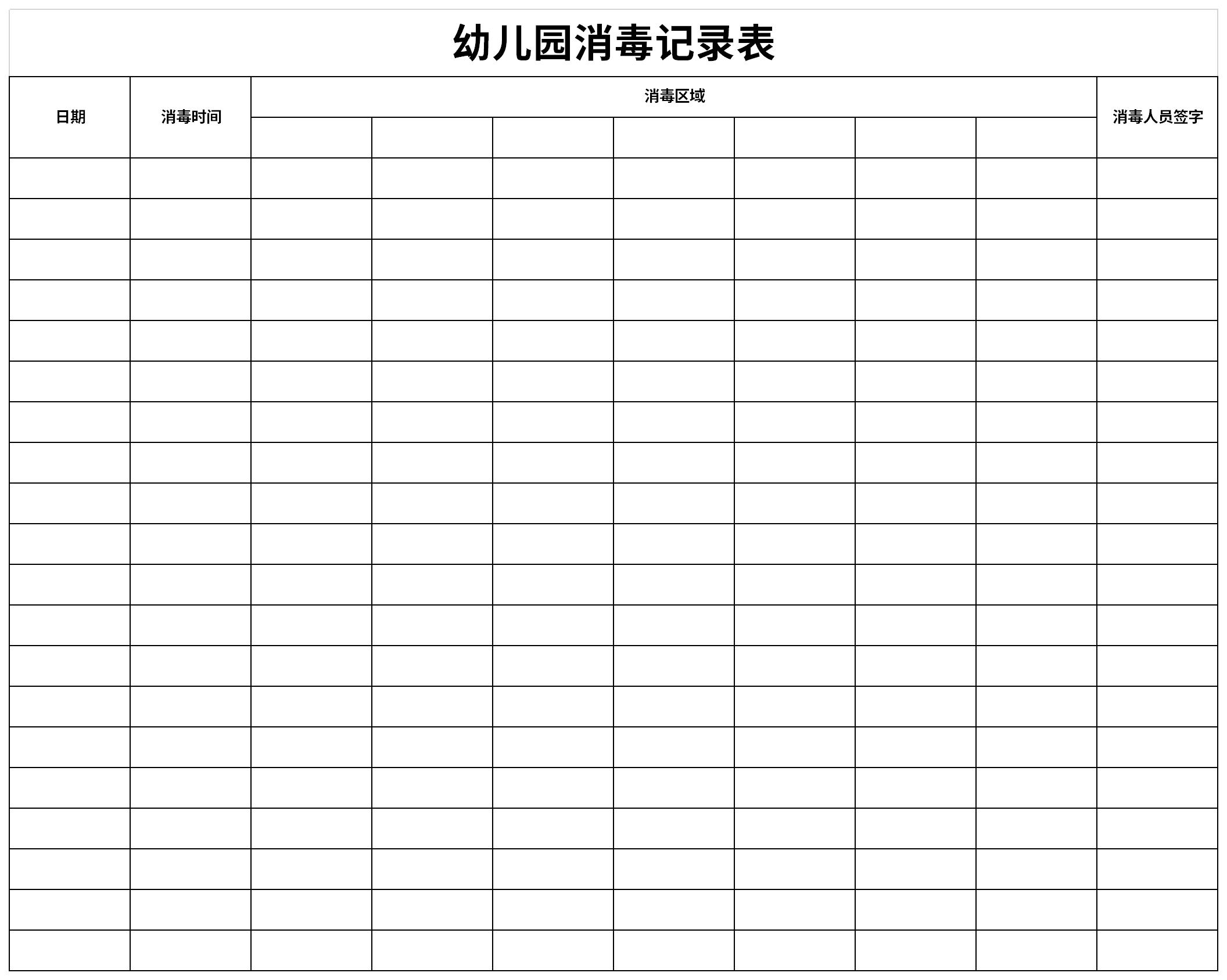 幼儿园厨房消毒记录表截图