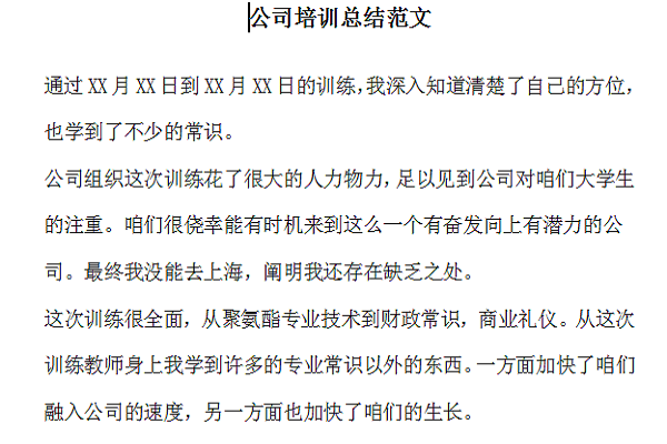 公司培训总结范文截图