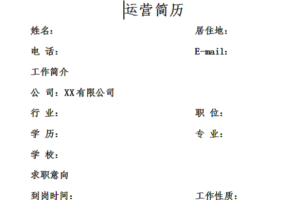 产品运营简历截图