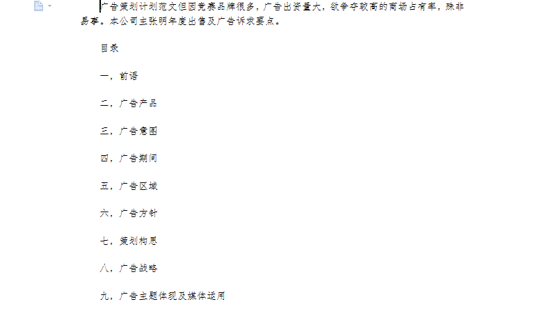 广告策划方案范文截图