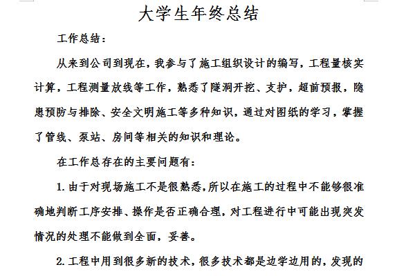 大学生个人年度总结截图