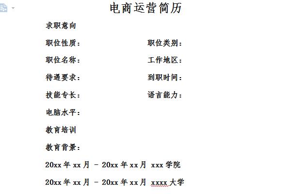 电商运营简历模板截图