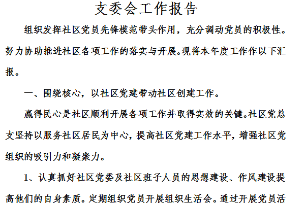 支委会工作报告截图