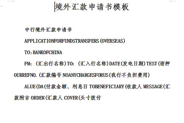境外汇款申请书模板截图