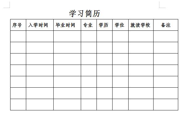 学习简历截图