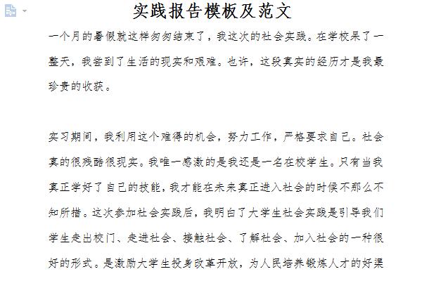 实践报告范文1000字截图