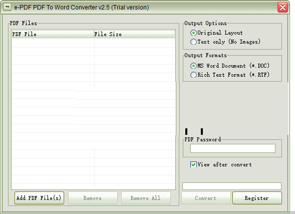 e-PDF PDF to Word converter截图