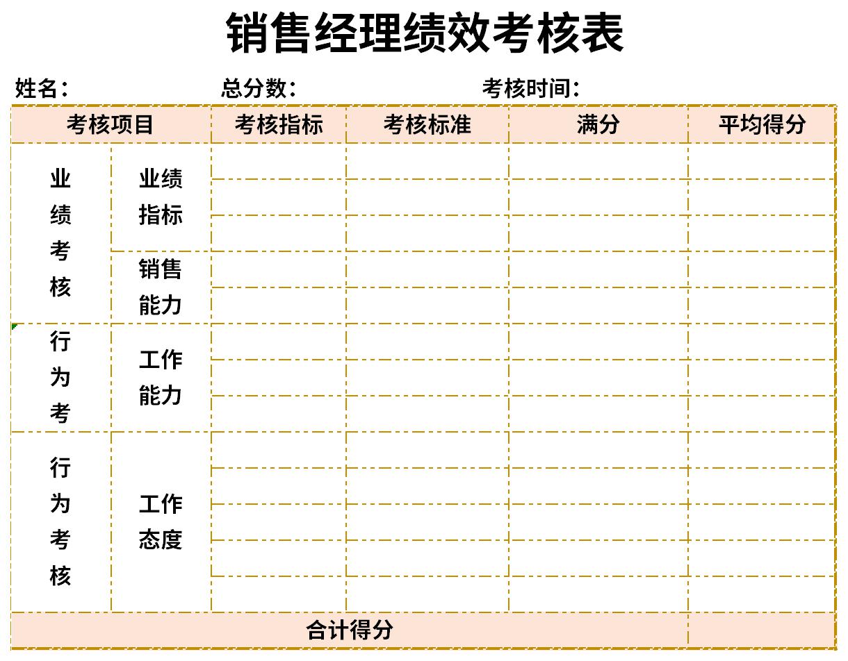 销售经理绩效考核表截图