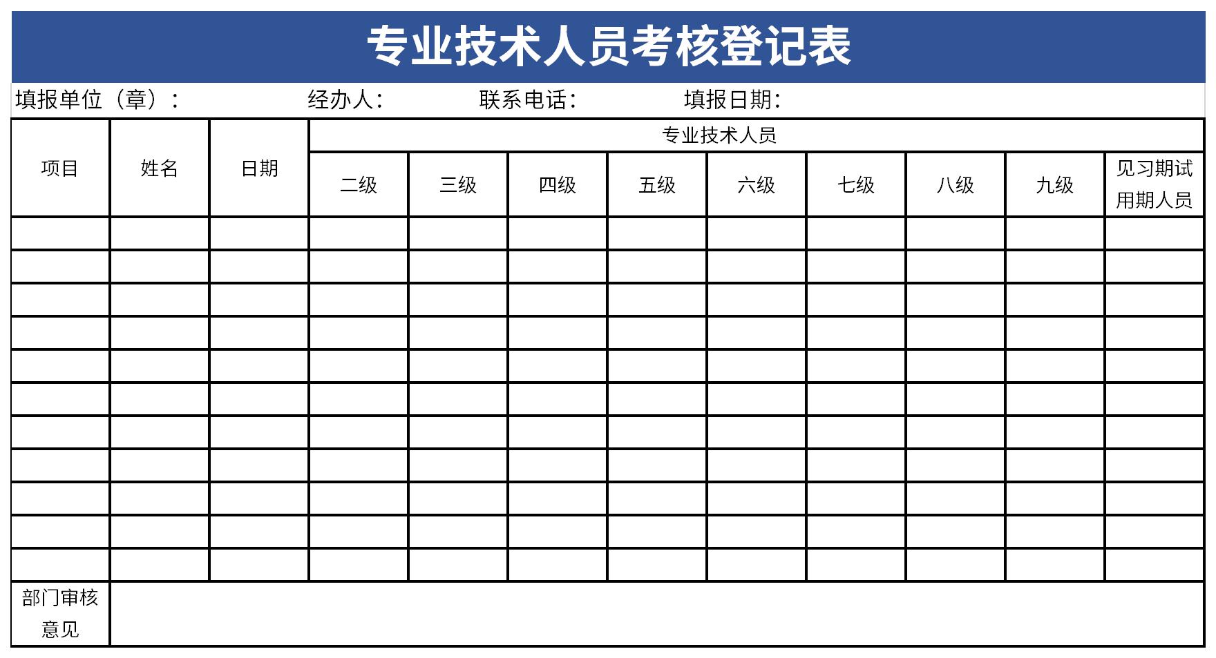 专业技术人员考核登记表截图