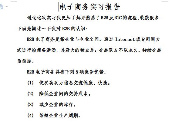电子商务实习报告截图