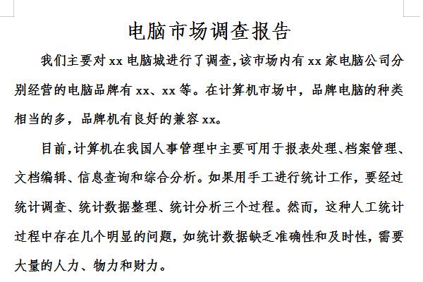 电脑市场调查报告截图