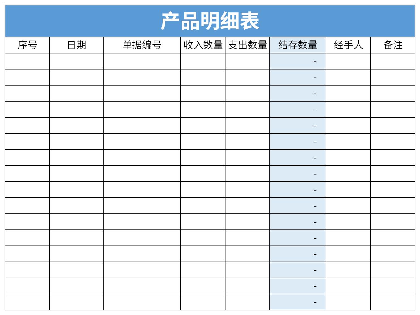 产品明细表截图