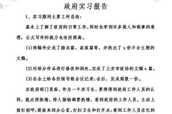 政府实习报告截图